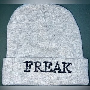 Stylish Gray Beanie with Embroidered Text